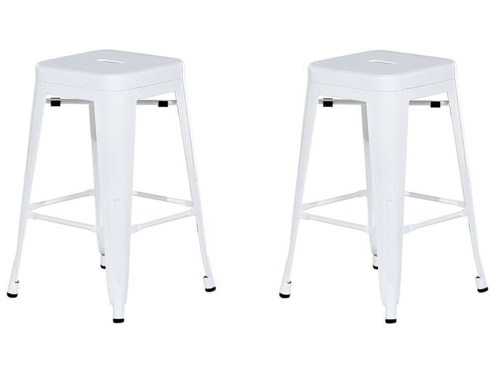 Beliani Sada 2 kovových barových stoličiek 60 cm biela CABRILLO